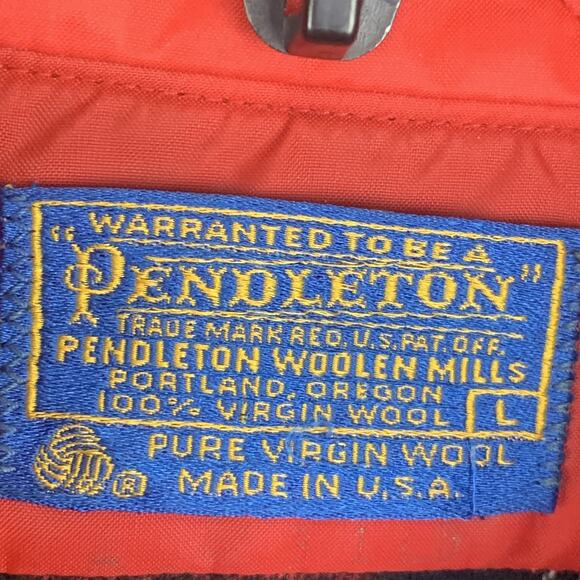 Vintage Pendleton Shirt Mens Large Red Black Wool Plaid Flannel Made USA 70s - Picture 3 of 8